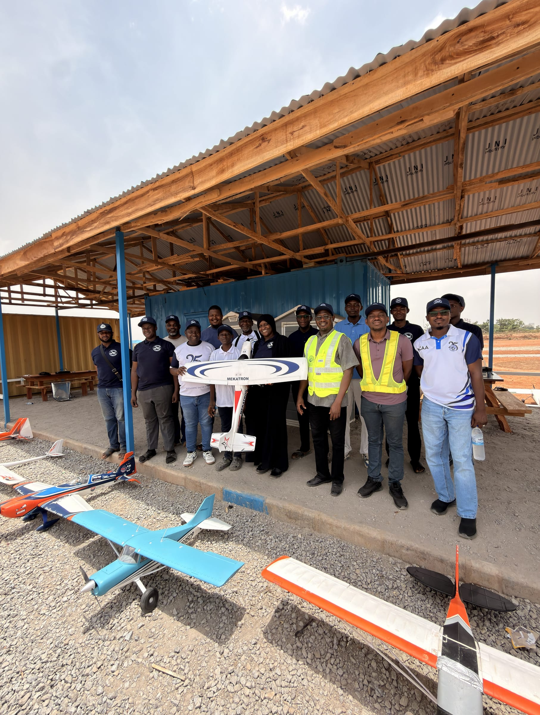 The Mekatron team and NAA visitors at the flying site