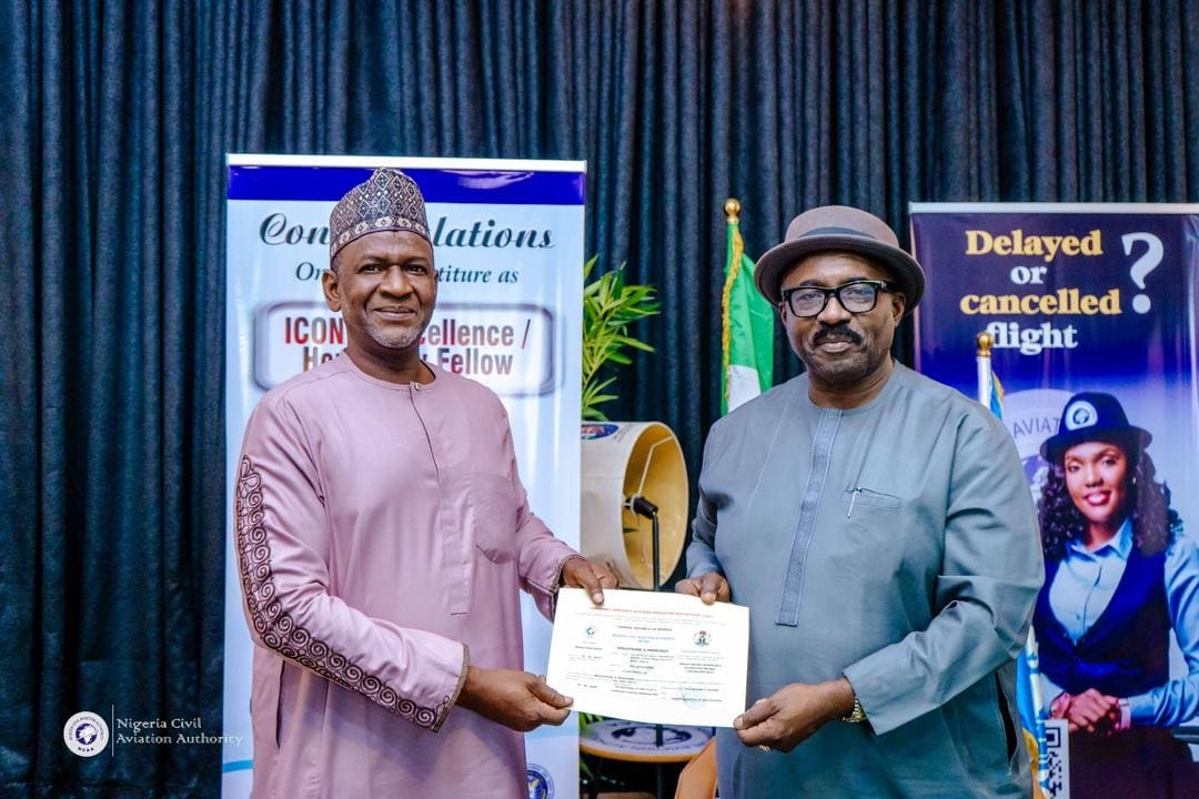 Certificate presented at the Nigeria Civil Aviation Authority
